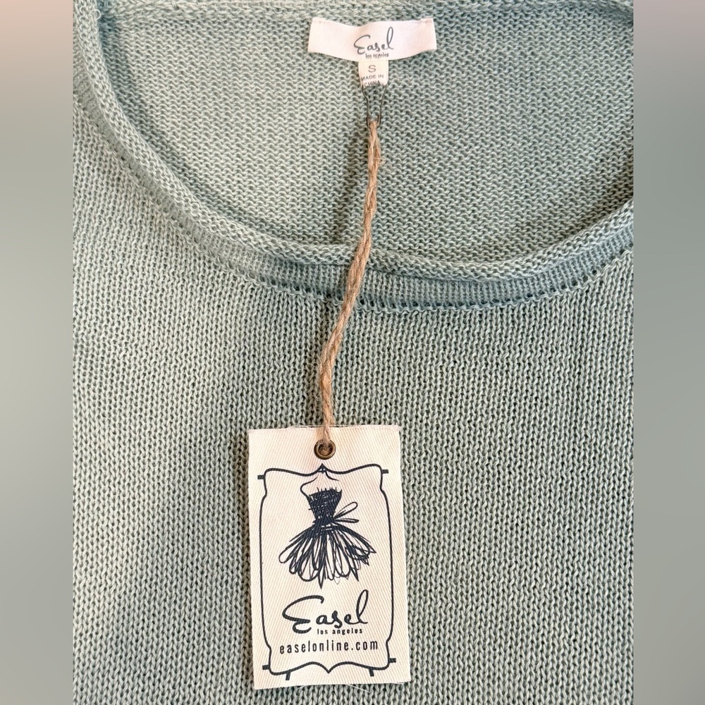 NWT Women’s EASEL Sage green wide neck raw hem oversized sweater- Size small - Picture 5 of 5